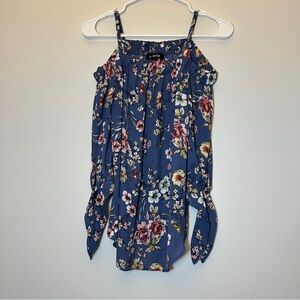 A. Byer Blue Floral Cold-Shoulder Tank Blouse Size Medium